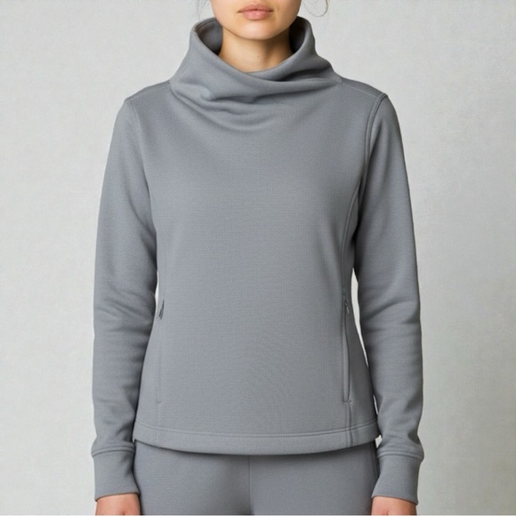 Apana Tops - Apana Crossover Mock Neck Pullover Sweatshirt In Cosmic Dust Size Medium